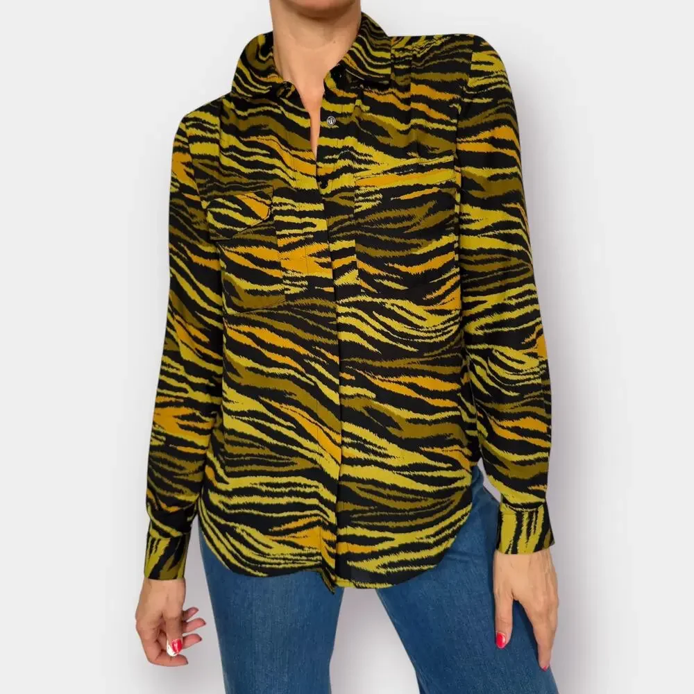 Y2K Marled Tiger Print Blouse - Picture 3 of 8